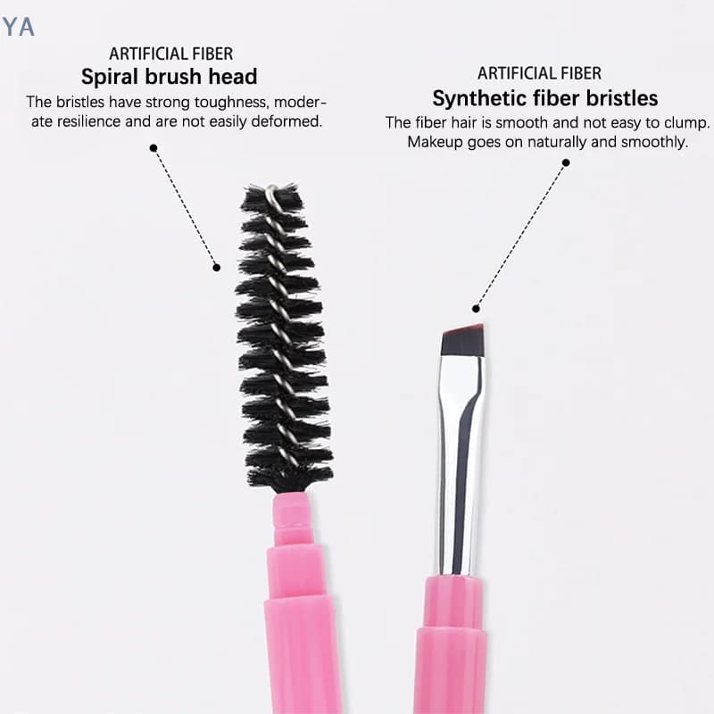 Pennello Portatile a Doppia Testa per Sopracciglia e Eyeliner con Coperchio, Strumento per Trucco e Extension Sopracciglia