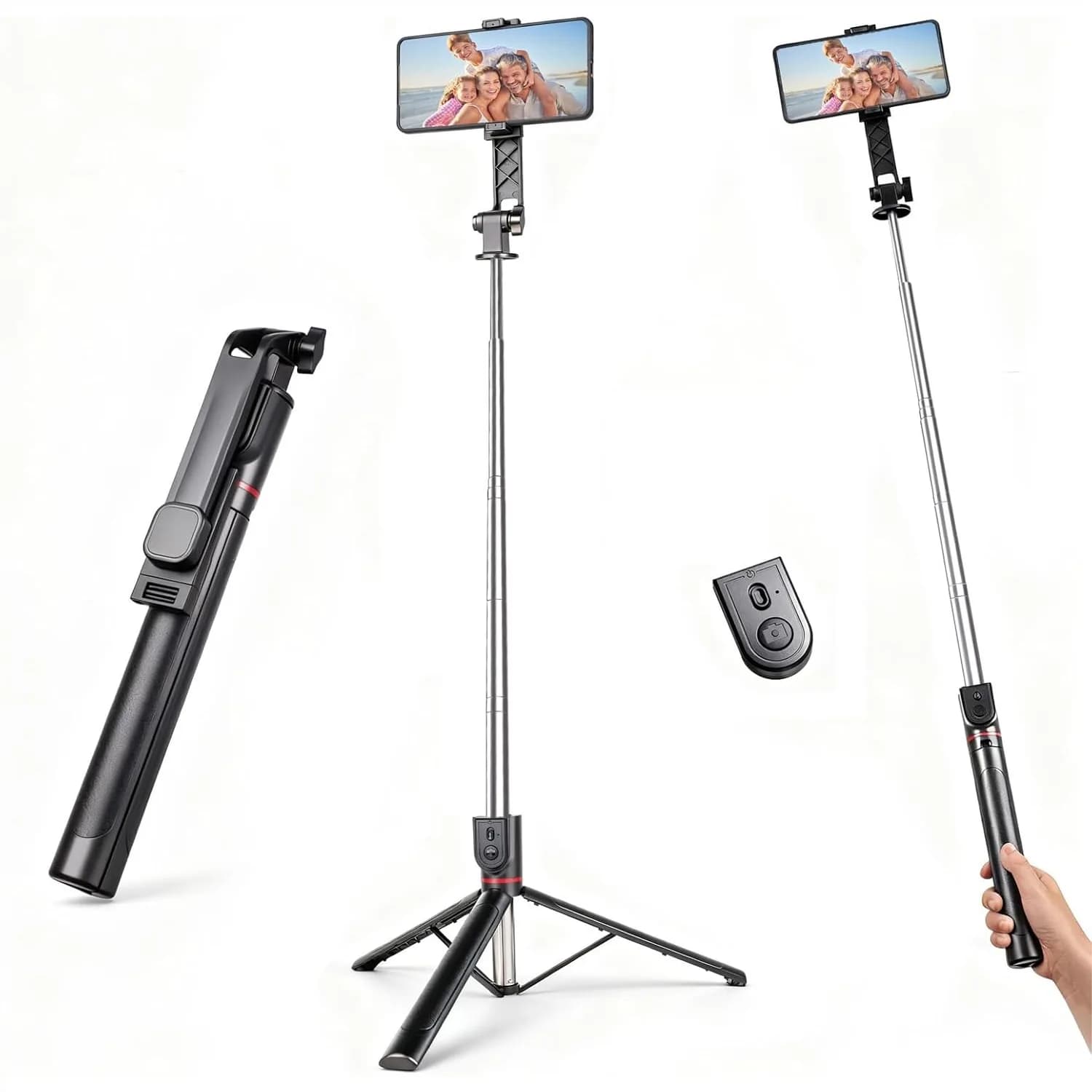 71" Phone Tripod Selfie Stick With Wireless Remote Control For iPhone Android Smartphone