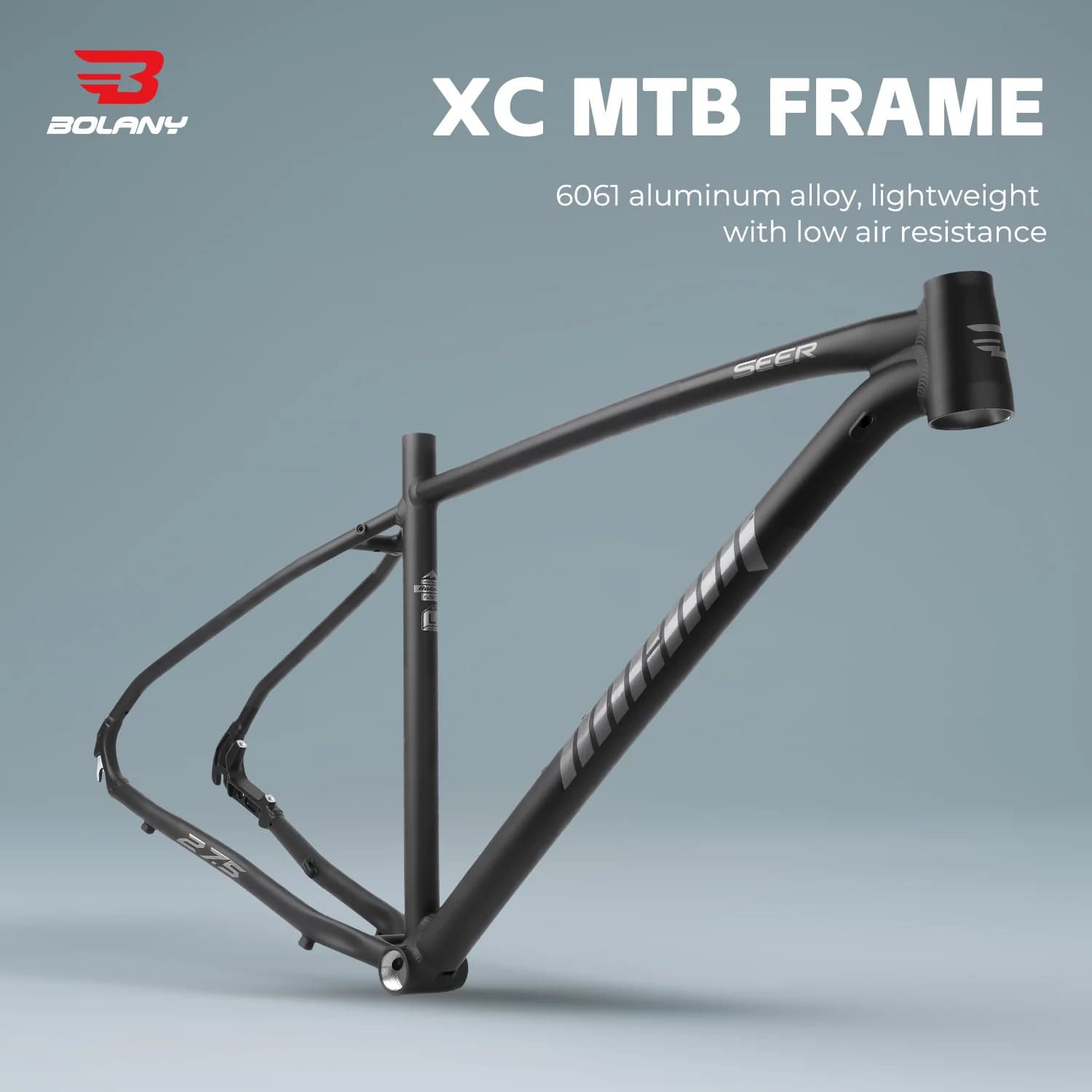 BOLANY Telaio MTB 27,5 pollici Ultraleggero in Lega di Alluminio Mountain Bike 10x135mm Freno a Disco a Sgancio Rapido Telaio Urltra-Light
