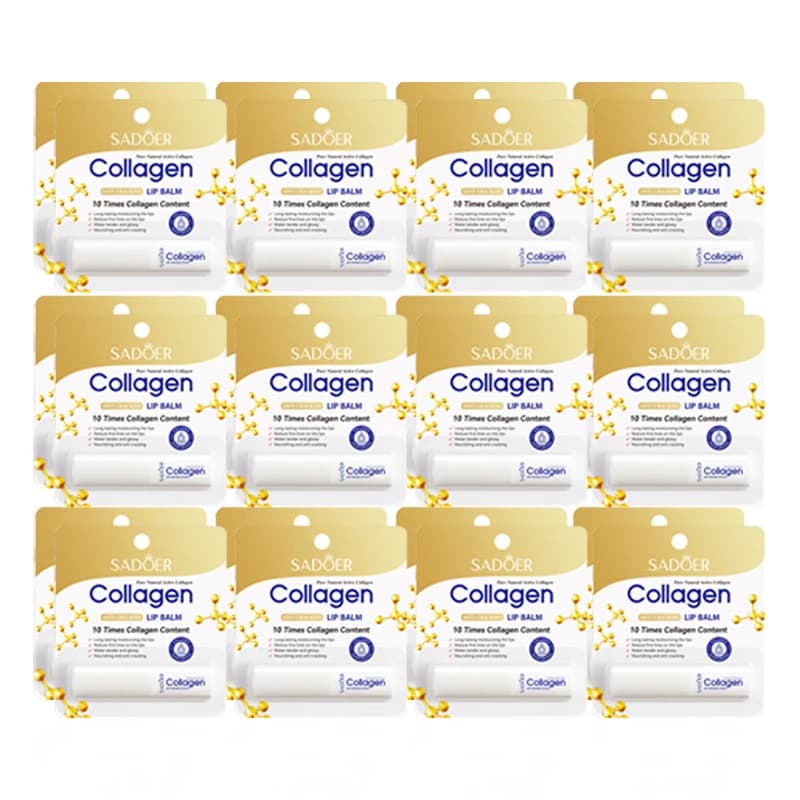 24 pcs SADOER Collagen Balm for Lips Hydrating Anti Rugs Anti-aging Nutrient Hydrating Lip Lips Skin Care Products