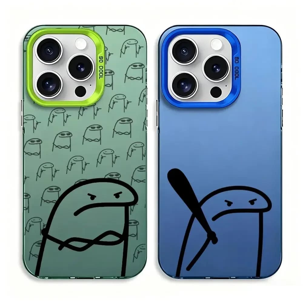 Custodia per telefono 1P-Cartoon Stickman color argento, alla moda, stampata, protettiva, compatibile con tutti i modelli iPhone 11/12/13/14/15/16