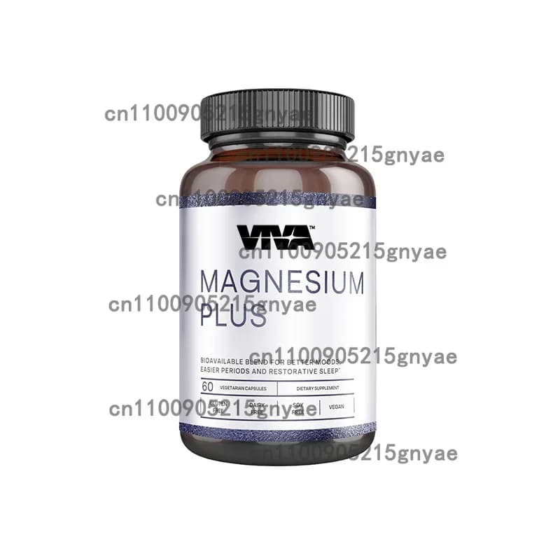 Magnesium glycine supplement containing vitamin B6, manganese citrate, gluten-free, vegetarian, non-GMO, 60 capsules