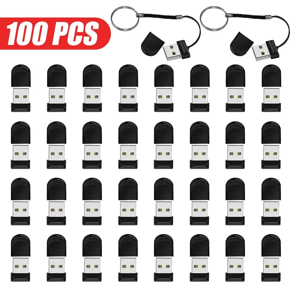 100 pezzi di chiavette USB 2.0 impermeabili da 2GB 4GB 8GB 16GB 32GB 64GB, pen drive in metallo, memory stick, unità USB.