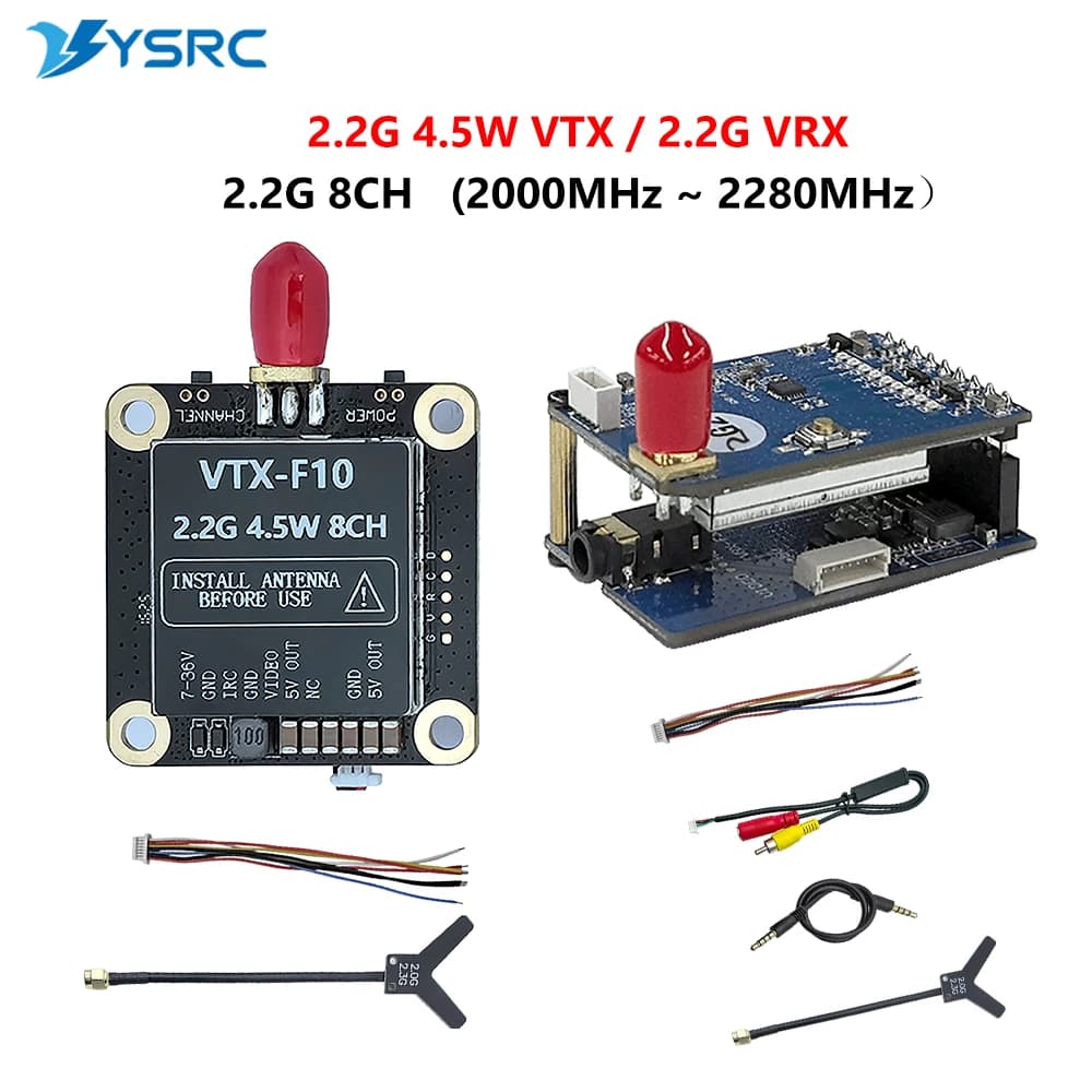 Video Transmitter FPV 2.0-2.2G 4.5W VTX 8CH and Receiver Module 2.2G VRX 2000-2280MHz PAL/NTSC for FPV and Drons Fatshark