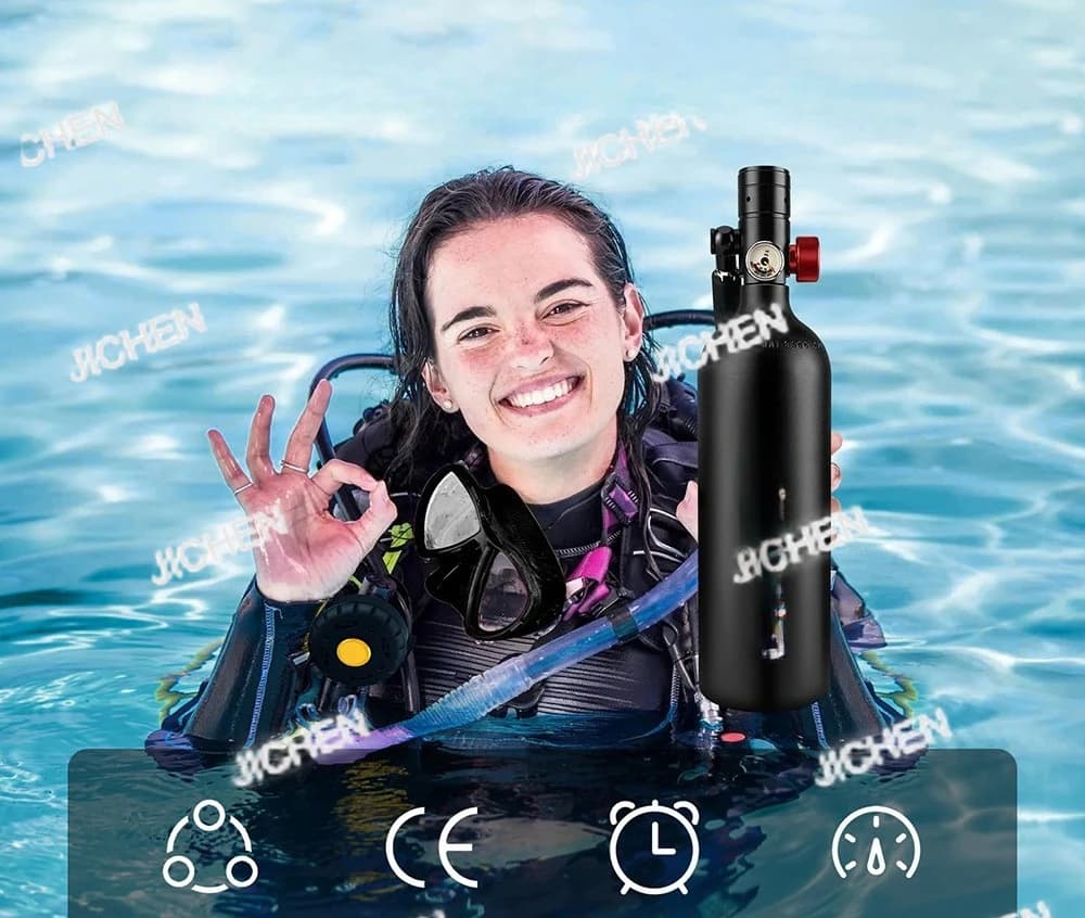 Diving & Snorkeling Oxygen Tank 10-15 min 1 liter Cylinder Diving for breathing valve Water sports C Set