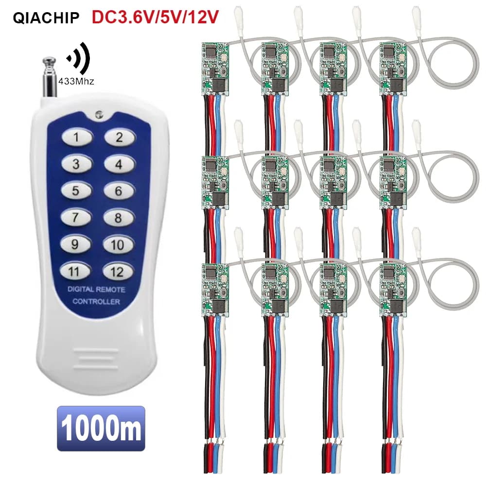 QIACHIP 433 MHz Wireless RF Telecomando DC12V 5 V 24 V Modulo Interruttore Ricevitore 433.92 MHz Modulo Con Trasmettitore A Lungo Raggio di Luce