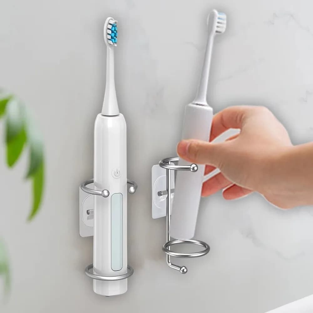 Stainless Steel Electric Toothbrush Holder Waterproof No-nail Bathroom Storage Rack Multifunctional Toothpaste Toothbrush Holder