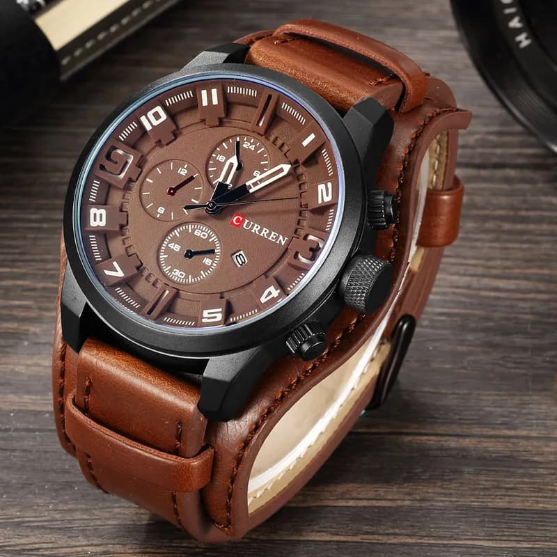 CURREN 8225 Fashion Men's Large Dial Calendar Watch Waterproof Creative Belt Casual Watches for Man Reloj Hombre