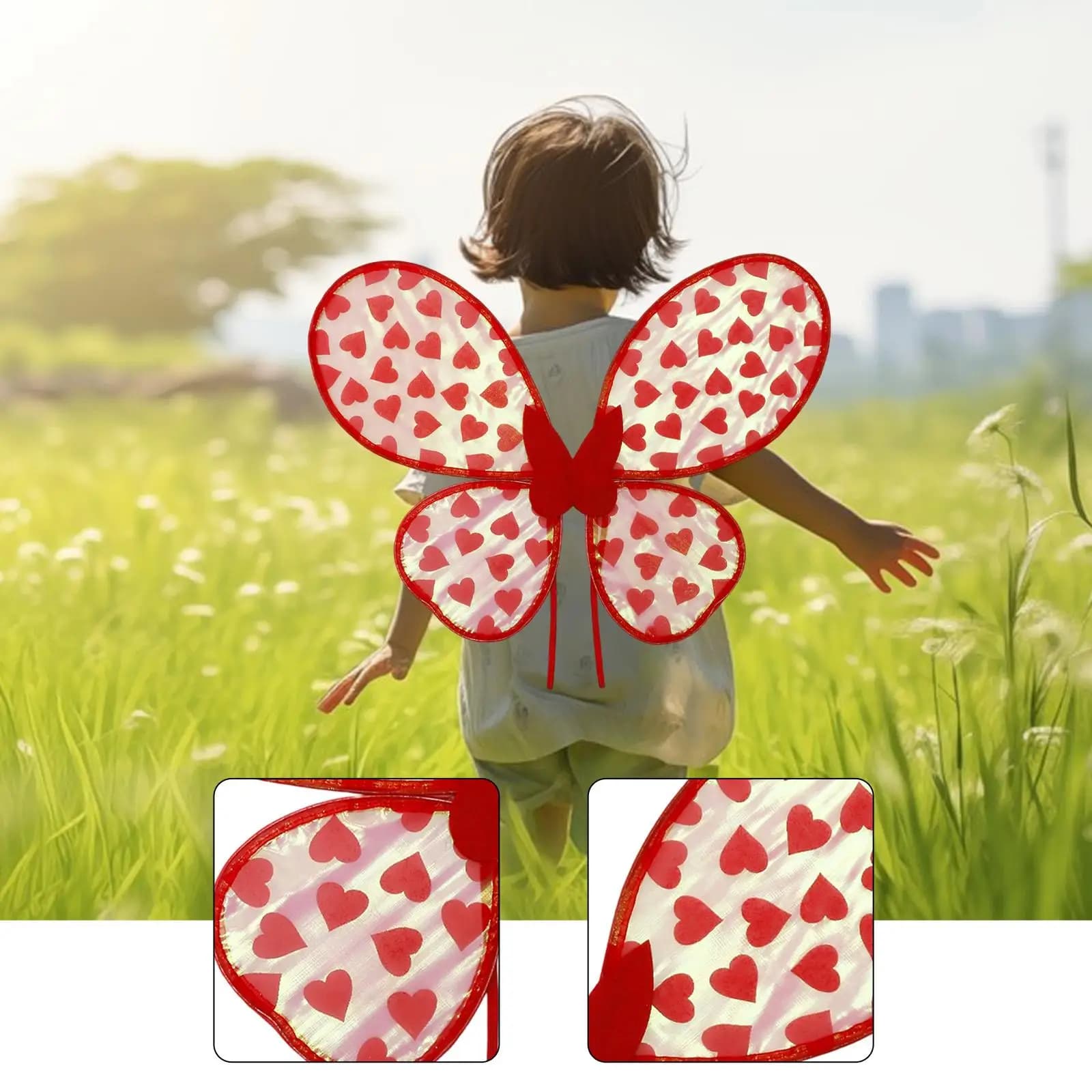 Ali di farfalla a forma di cuore Ragazze Adulti Bambini Vestire oggetti di scena, Forniture per il giorno di Valentin, Oggetti di scena per spettacoli di giochi di ruolo in maschera