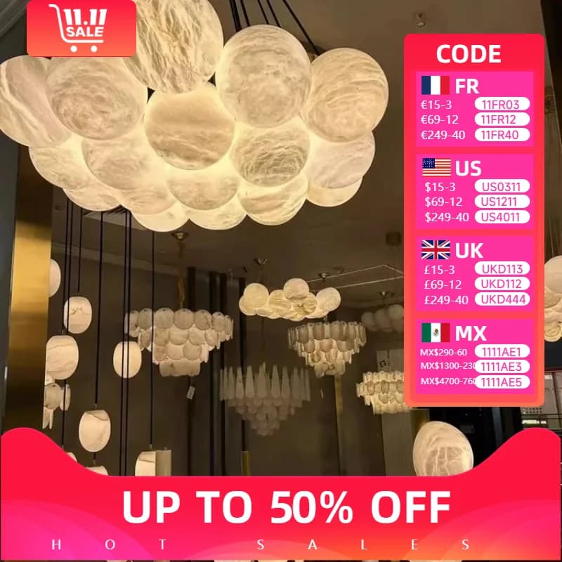 Modern Home Deco Luci a LED Tavolo da pranzo Marmo Art Ball Bouquet Lampadario alla moda Illuminazione Lustri Lampada a sospensione per soggiorno