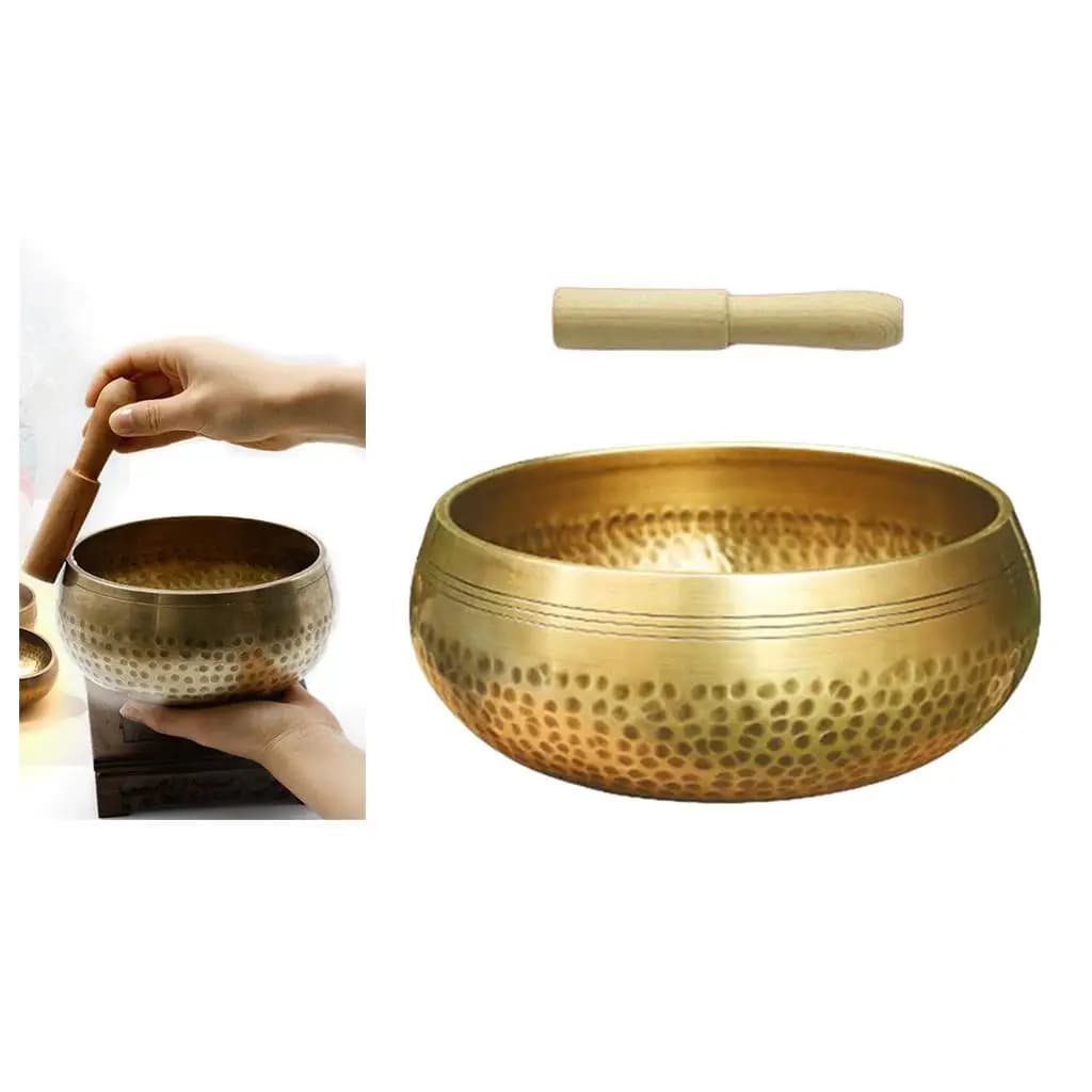 Tibetan Set- Perfect Meditation Yoga & Handmade Bowl - with Mallet Cushion Ring
