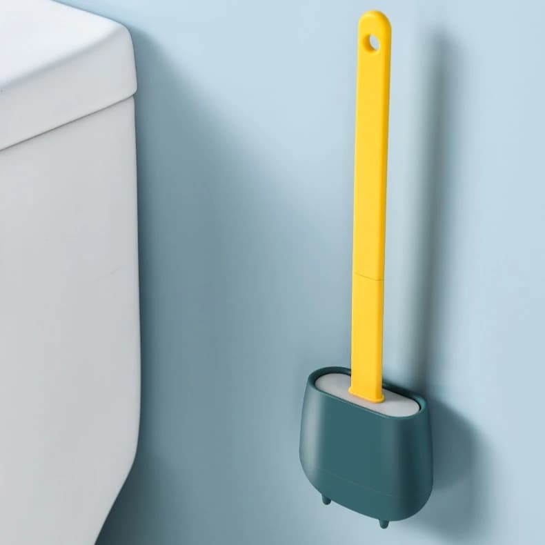 Spazzola per WC in Silicone con Manico Lungo, Pulitore Flessibile, Spazzola da Bagno ad Asciugatura Rapida con Supporto, Accessori per il Bagno