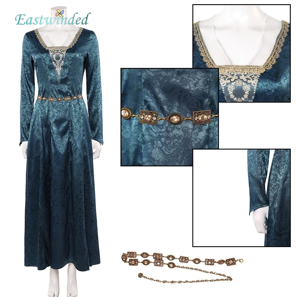 TV Dragon 3 Cosplay House Helaena Green Dress Uniform Costume Long Skirt Women Roleplay Clothes Outfits Halloween Carnival Party