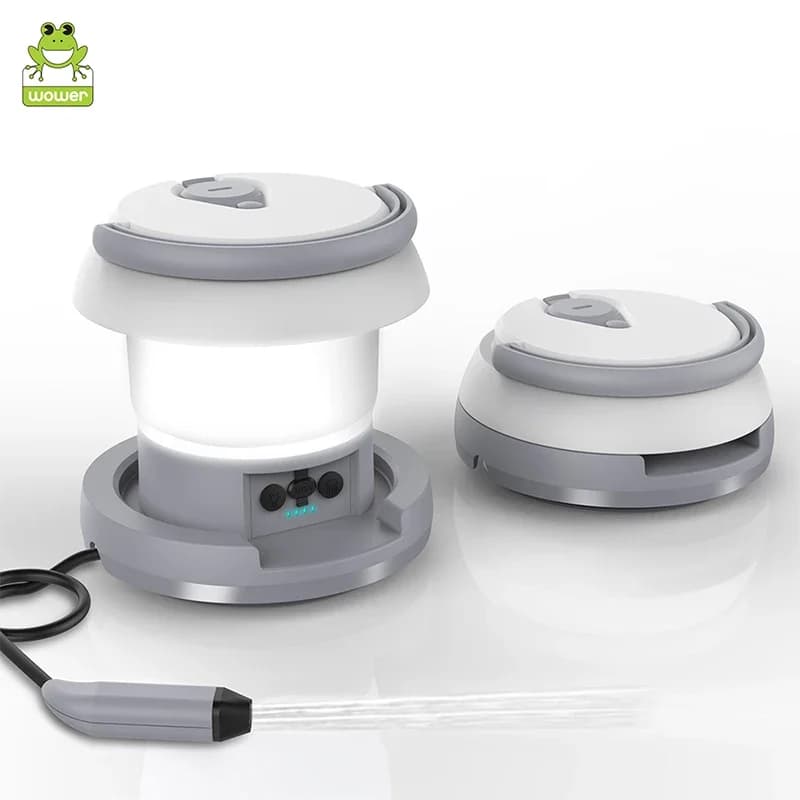 WOWER Nuovo bidet portatile pieghevole 1L spruzzatore per WC da viaggio Shattaf con luce per la pulizia personale escursionismo campeggio lanterna