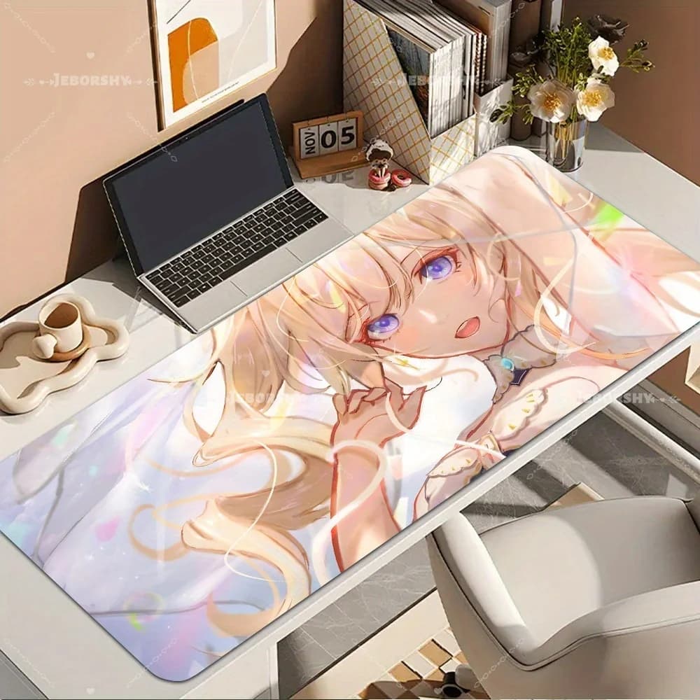 Tappetino per Mouse da Gaming con Ragazza Anime in Stile Pastello, Tappetino da Scrivania Antiscivolo con Arte Leggera e Ariosa, Regalo Perfetto per Giocatori