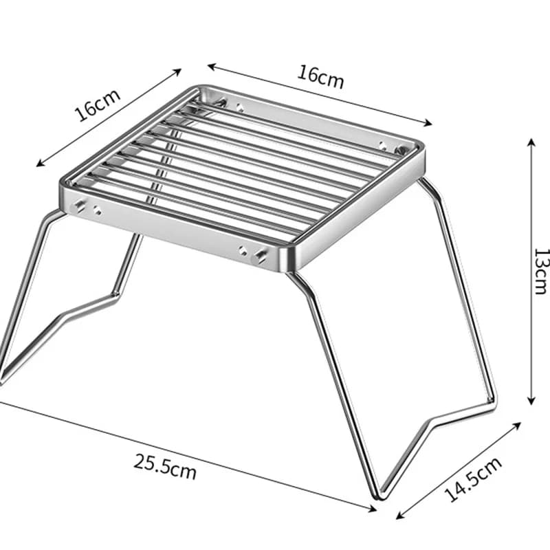 Set Portatile Pieghevole per Barbecue, Supporto in Acciaio Inox per Fornello da Esterno, Porta Pentole e Teglie per Campeggio