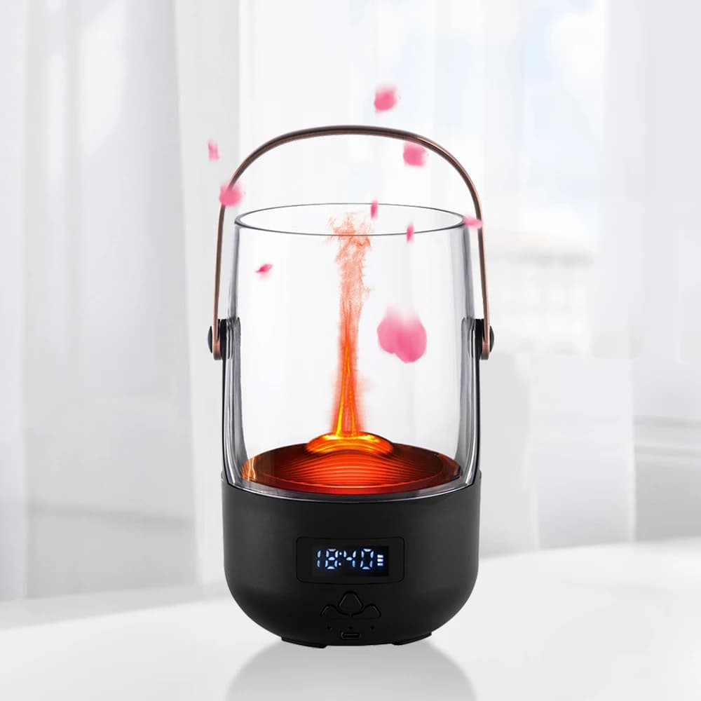 Notti Accoglienti Ridefiniti: Diffusore Vintage Flame da 200ML con Aromaterapia Programmabile e Umidificatore con Spegnimento Automatico di Sicurezza per la Camera da Letto