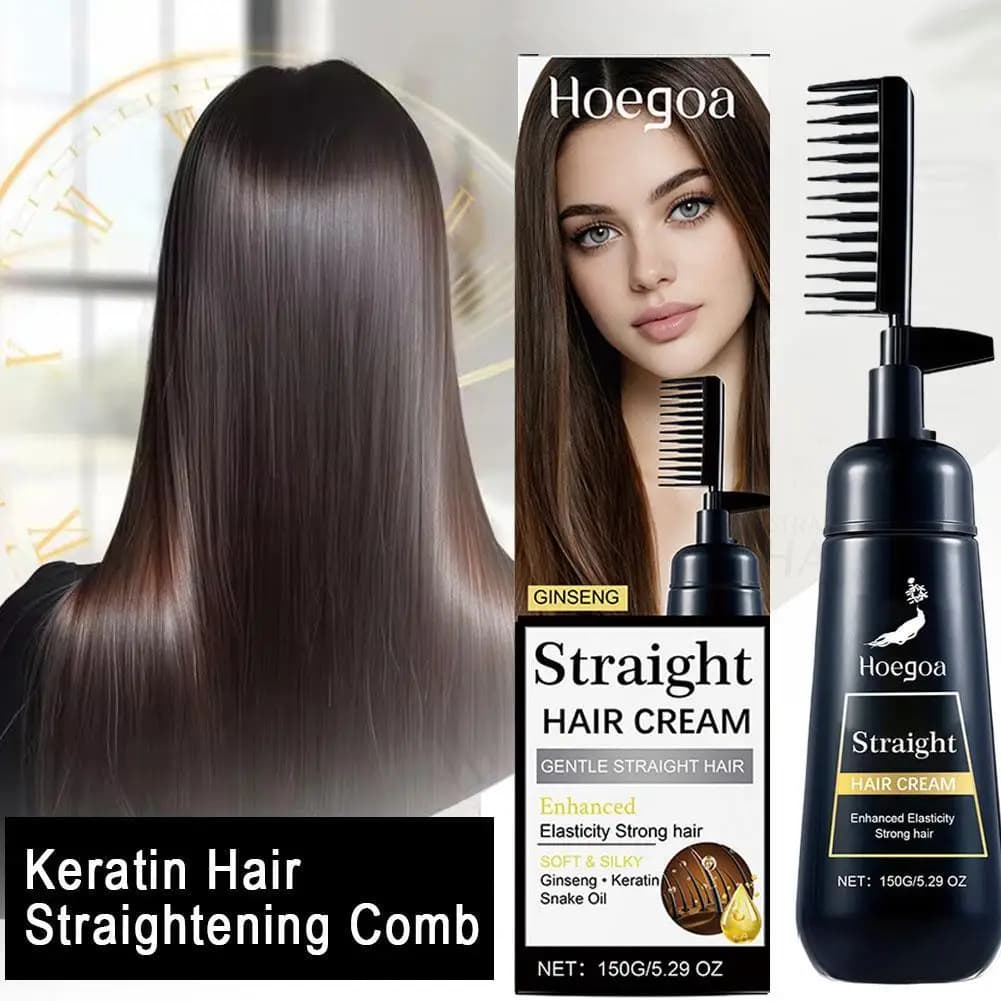 Pettine Lisciante alla Cheratina per Capelli, Trattamento Riparatore per Capelli Danneggiati e Crespi, Correzione Proteica per Capelli Morbidi e Lisci, Ripristina la Lucentezza dei Capelli