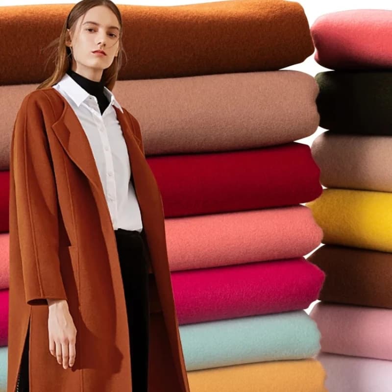 Tessuto in Cashmere e Lana Spesso a Doppia Faccia Spazzolato, Tinta Unita, Larghezza 150cm, per Cappotti e Abbigliamento Fai-da-Te
