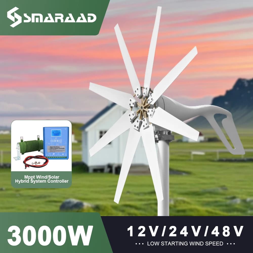 Ue Stati Uniti Consegna 3000 W Turbina Orizzontale 12 V/24 V/48 V A Basso Rumore Per Uso Domestico 220 V Polonia Brasile Russia Magazzino