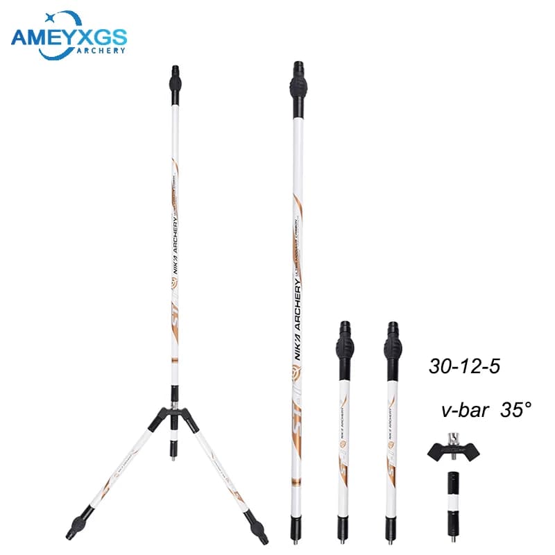 Stabilizzatore in carbonio per asta di bilanciamento per tiro con l'arco da 5"/12"/30". 35 ° V-bar Arco ricurvo Freccia Tiro Caccia Bersaglio Smorzamento Assorbimento degli urti