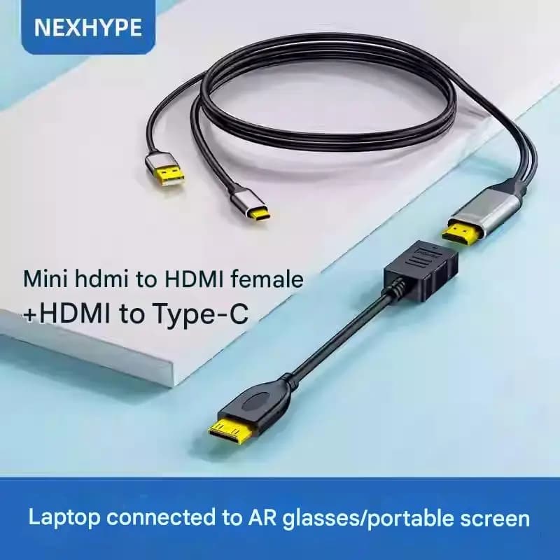 Cavo HDMI a Type-C 2m Adatto per Occhiali Smart AR Connessione Computer Cavo da H a C per PS5 Xreal Rayneo Air Rokid HDMI Link