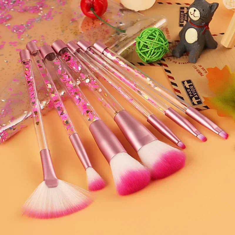 7 pz/lotto pennello per trucco professionale glitter shinny cristallo fondotinta contorno viso cosmetico bellezza set di strumenti per il trucco