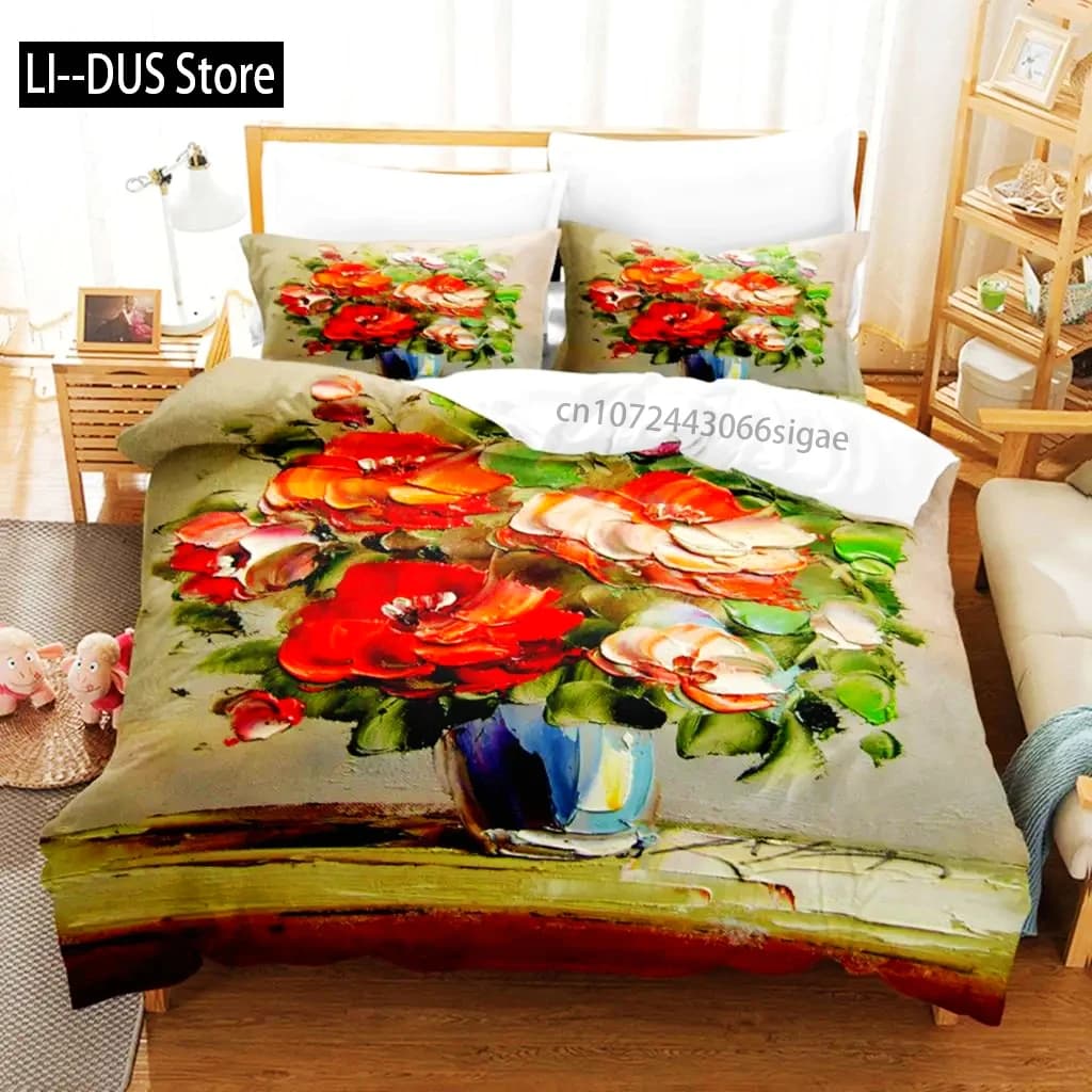 Copripiumino a fiori Set biancheria da letto Copripiumino Biancheria da letto King Queen Full Size Federa con stampa 3D Letto singolo matrimoniale 240x220 260x240