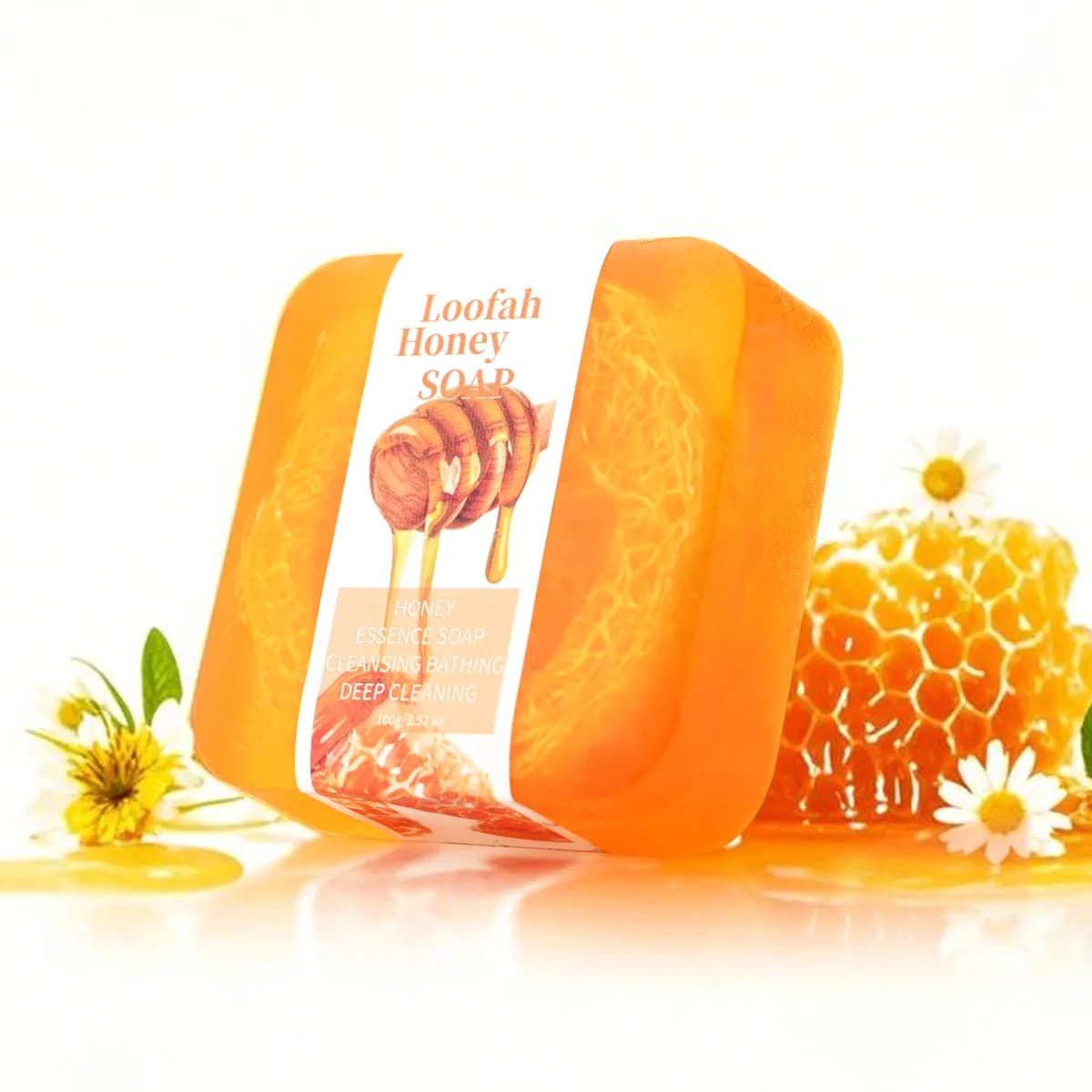 S + 100g Sapone al miele e luffa Sapone fatto a mano Sapone esfoliante in spugna da bagno Sapone al miele con luffa schiarente per la pelle