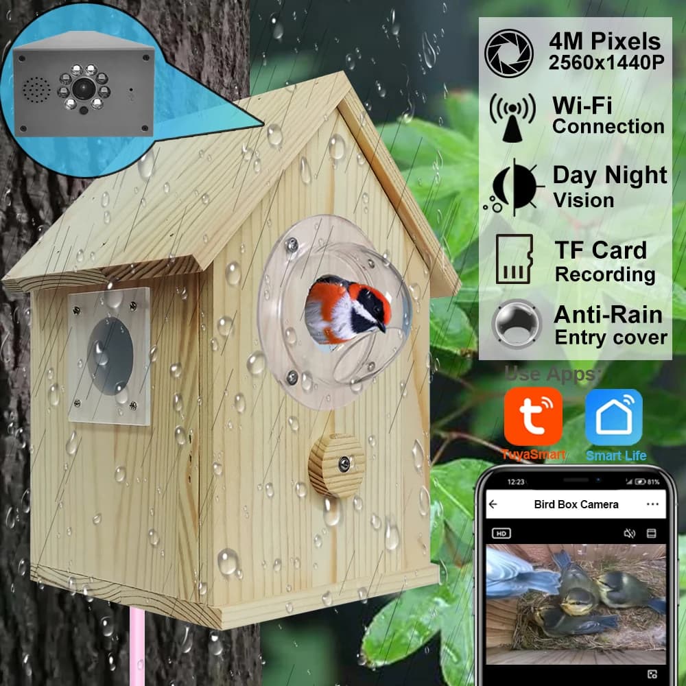 Bird Case with Camera Tuya Wireless Parrot Box External Nestbox Play Video Recording Motion Detection Smart Life Control