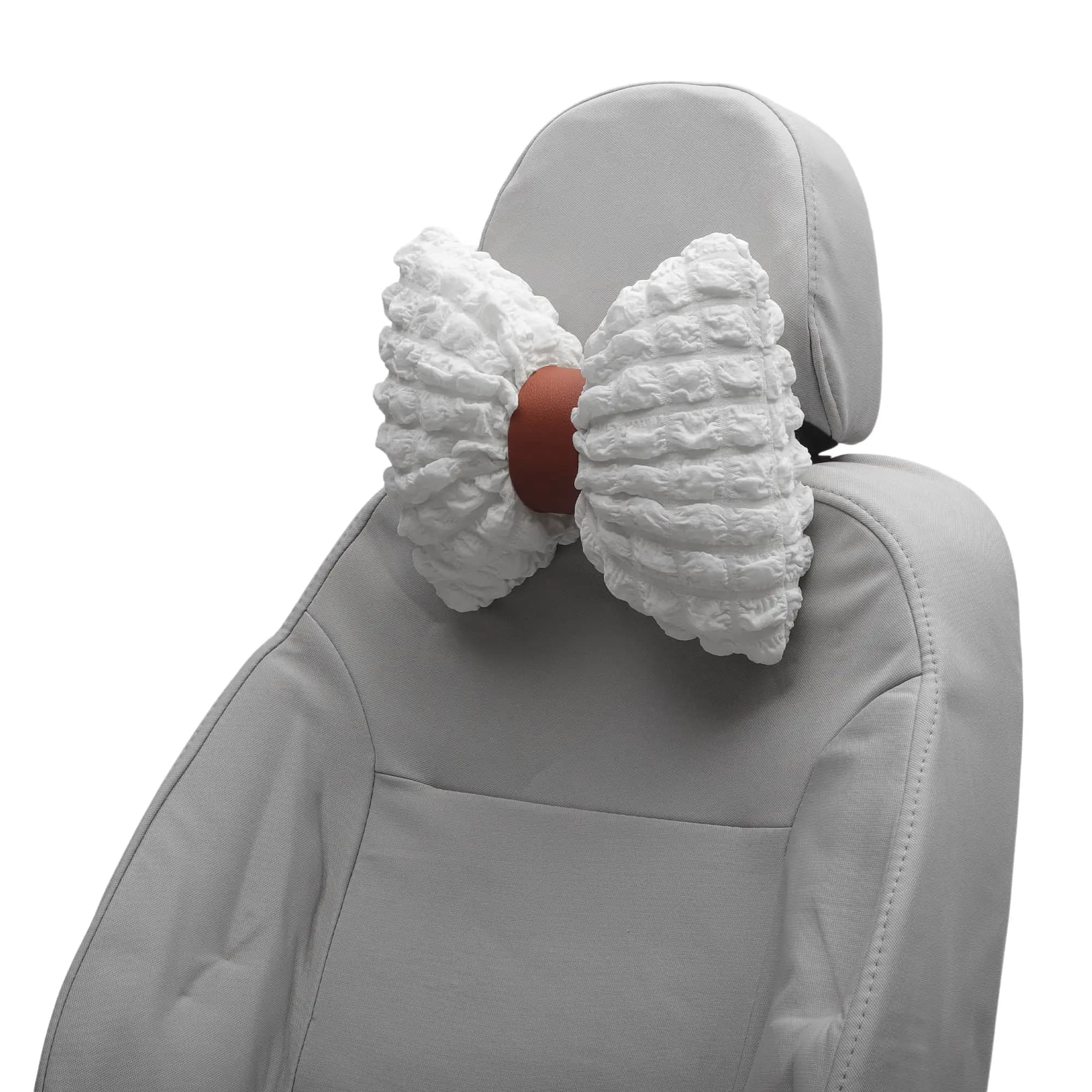 Cuscino ergonomico per poggiatesta auto con supporto per il collo, larghezza regolabile, memory foam in poliestere, beige e marrone, confezione da 2 per viaggi e