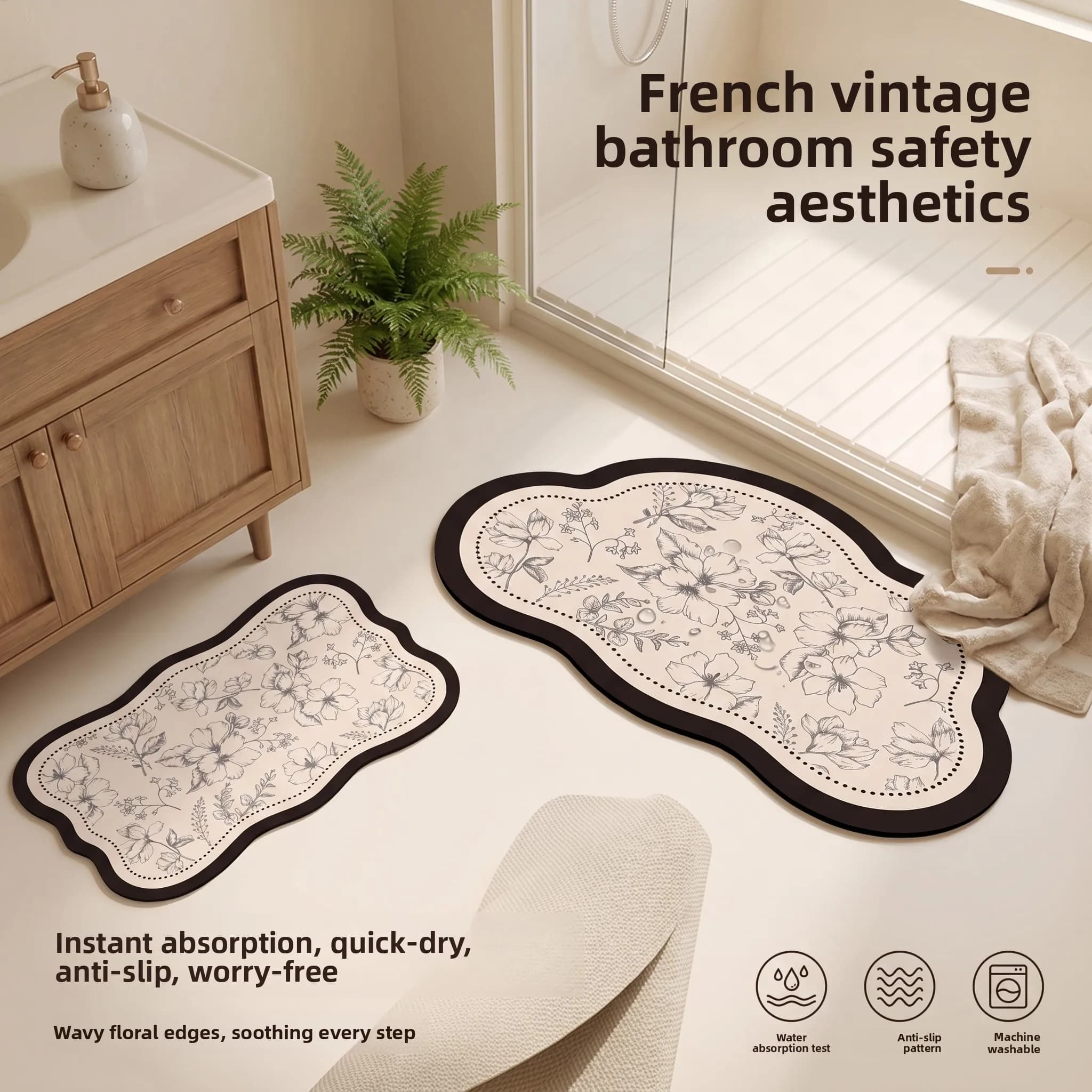Anti-slip Raincoat, High Absorption Bath Mat, Rapid Drying, Luxury Sensation, Dirt Resistant, Home Input Mat