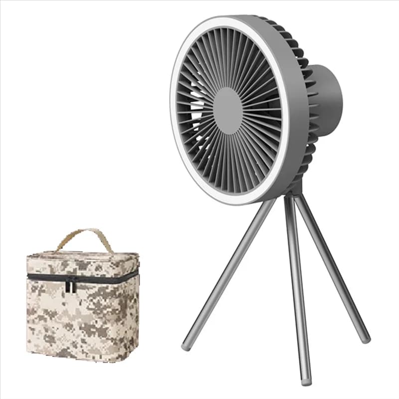 Ventilatore da soffitto portatile wireless BAAO, 10000 mAh, ricaricabile, per campeggio, da tavolo, con power bank e illuminazione a LED