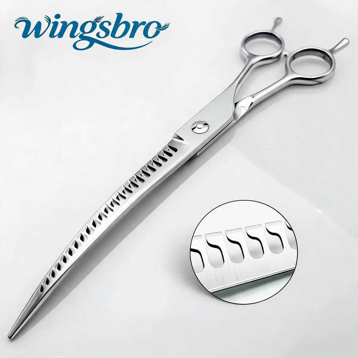 Wingsbro 8 Inch Dog Curved Shark Scissors, Pet Grooming Thinning Scissors, Dog Grooming and Hair Trimming Tool