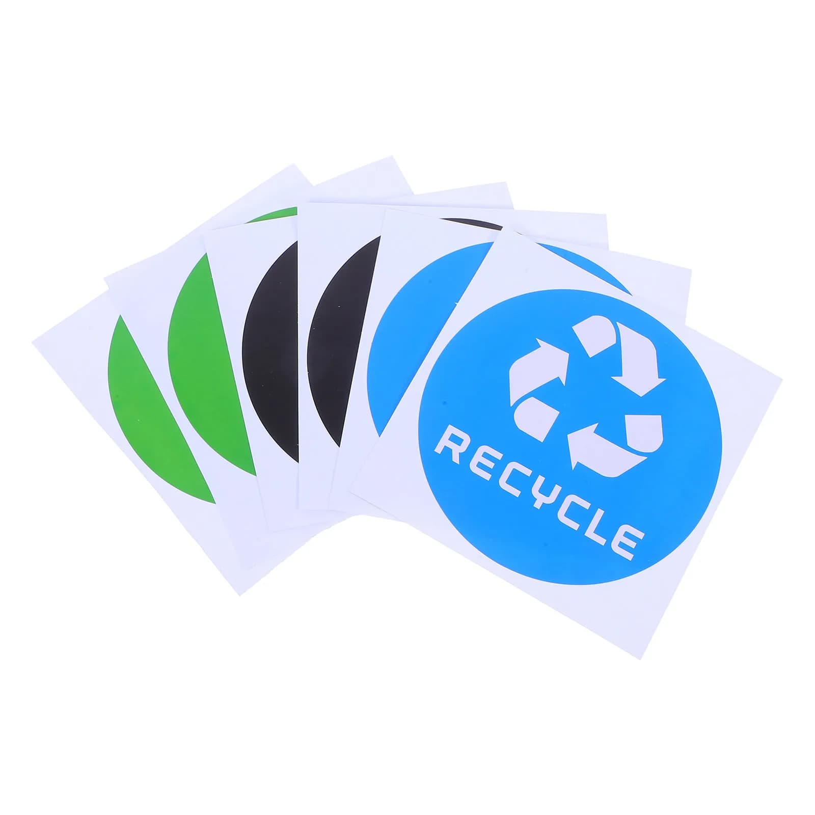 6Pcs Waste Sorting Stickers for Recycling Bins Round Bright Labels Trash Can Decal Stickers for Home Office Decoration