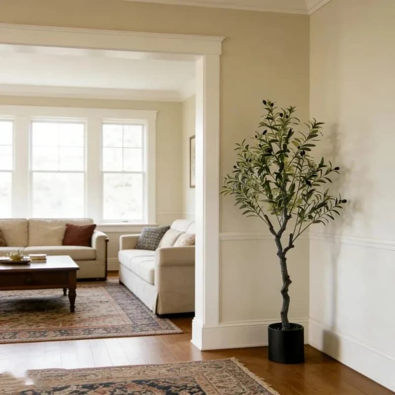 2026 Latest Models Artificial Olive Leaf Home Decoration Olive Branch Artificial Green Plant Flower Arrangement