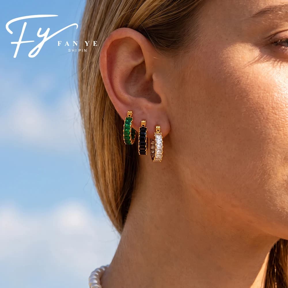 Elegant Square Trapezoid C Shape Hoop Earrings Half Circle Ear Buckles Light Luxury Retro Elegant Drop Earrings for Party Women
