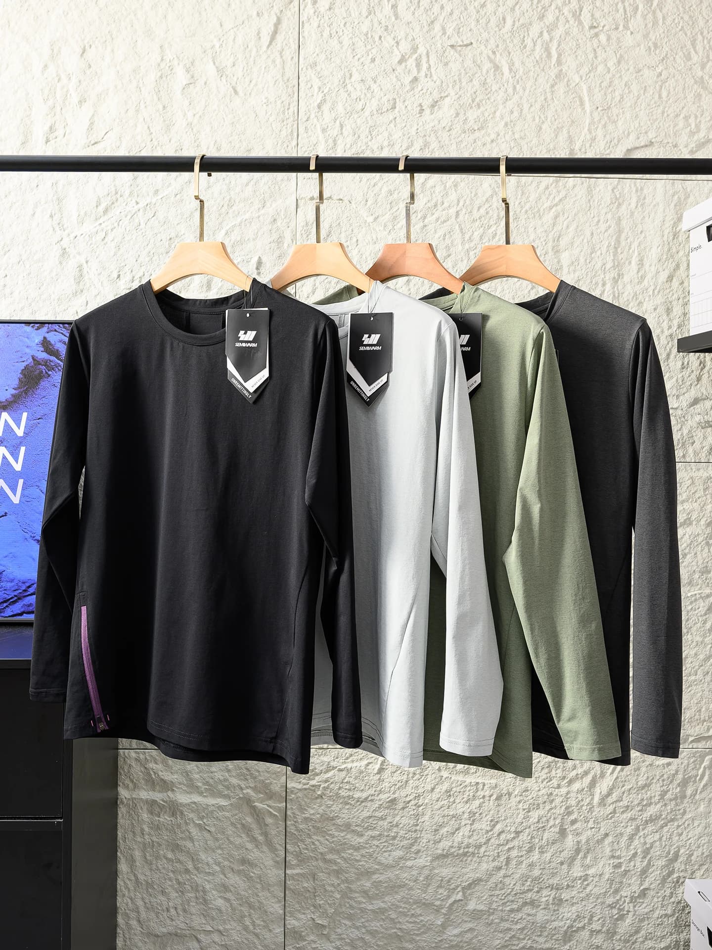 DingLi Recommended Men's Long Sleeve T-Shirt Breathable Quick Dry Outdoor Sports Polyester Spandex Blend Zipper Hem Autumn Wear