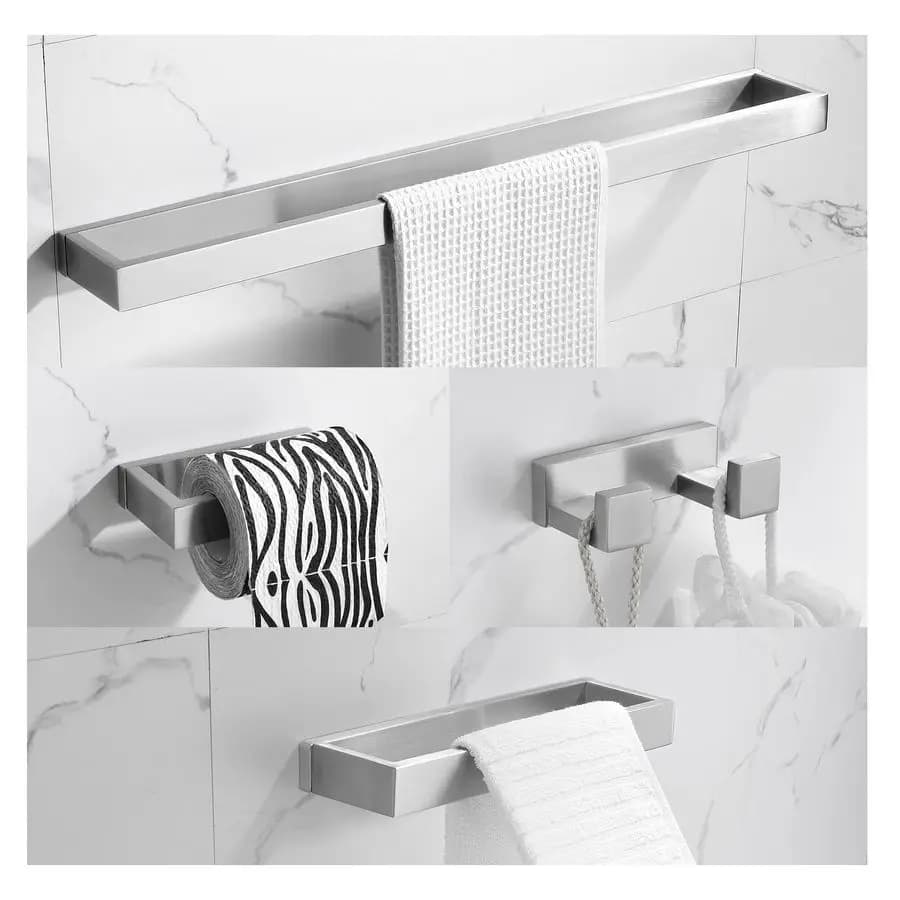 Set di Accessori per Bagno in Nichel Spazzolato, 4 Pezzi, Set Portasciugamani da 23,6 Pollici in Acciaio Inox SUS304