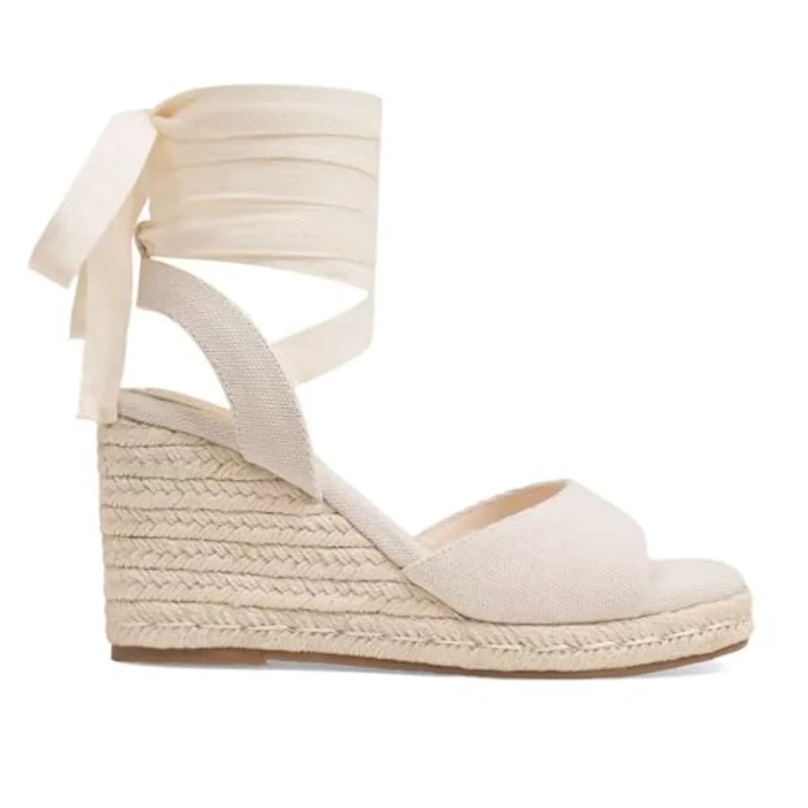 EQAUDES Womens Espadrilles Wedge Sandals Platform Square Toe Ankle Strap Lace Up Summer Shoes