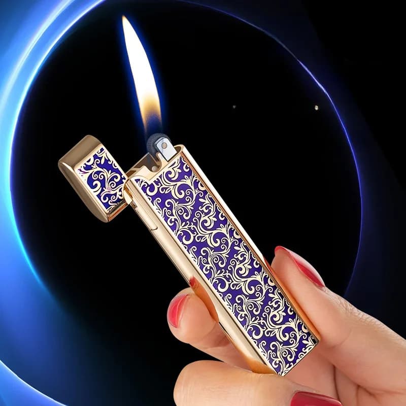 Mini stampa accendino gonfiabile a fiamma aperta mola in metallo moda set da fumo portatile ultrasottile accendino regalo per festival