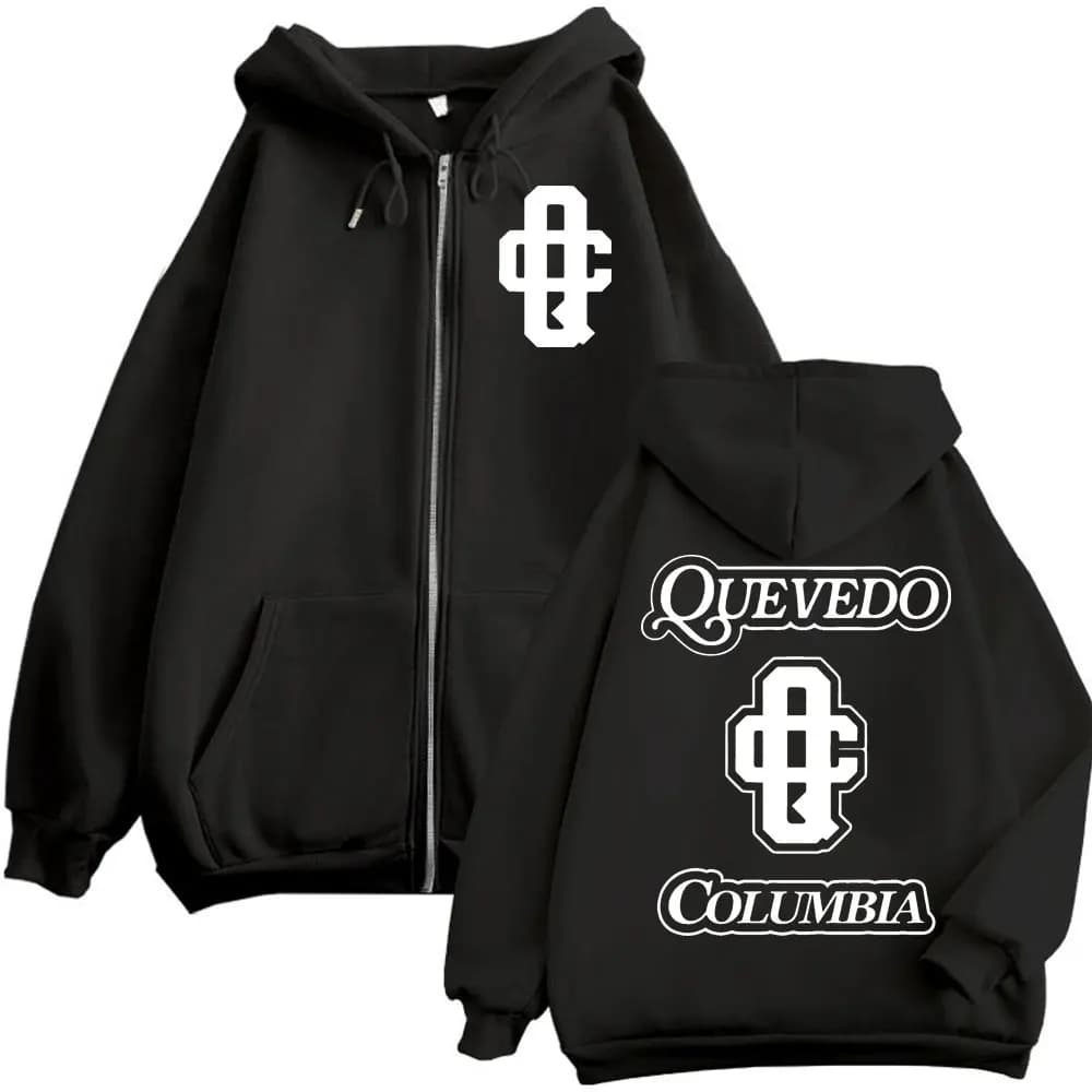 Rapper Quevedo Columbia Merch Felpe con cerniera Uomo Donna Abbigliamento Moda Hip Hop Felpa con zip Giacca allentata casual Pullover