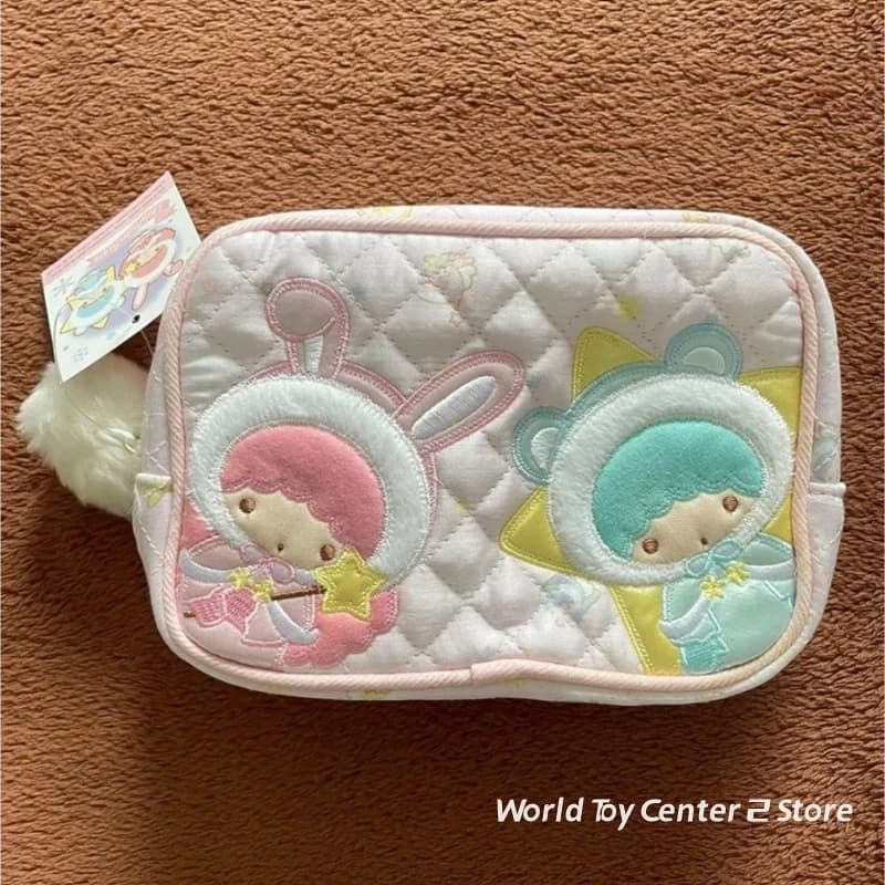 Kawaii Little Twin Stars Kiki&Lala Cute Cartoon Quilted Makeup Bag Miscellaneous Items Storage Bag Japanese Style Decor Toy Gift