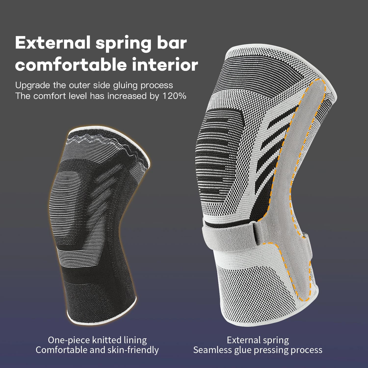1 Pezzo Ginocchiera in Silicone con Fascia di Supporto Mediale per Rotula, Ginocchiera a Compressione per Menisco, Protezione per Ginocchio per Corsa e Sport