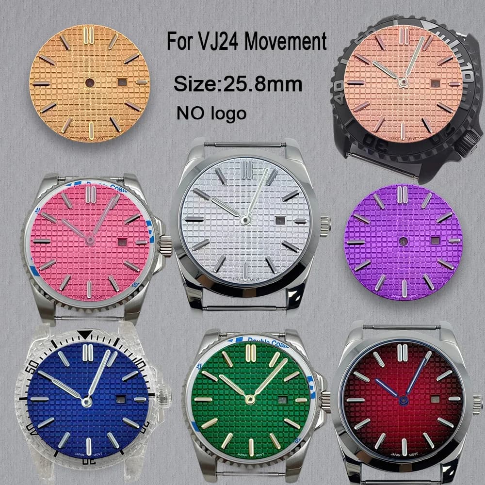 No Logo 25.8mm Women Oak Blank Dial For VJ24 Movement High-Quality Custom Logo Watch Dials Hands Accessories Repair Tools