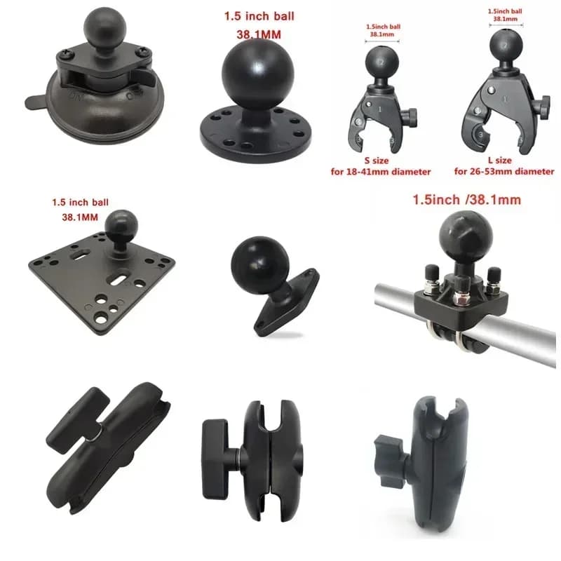 Supporto a sfera in gomma da 1 o 1,5 pollici per base di montaggio quadrata rotonda per moto in alluminio per cellulari con fotocamera Gopro