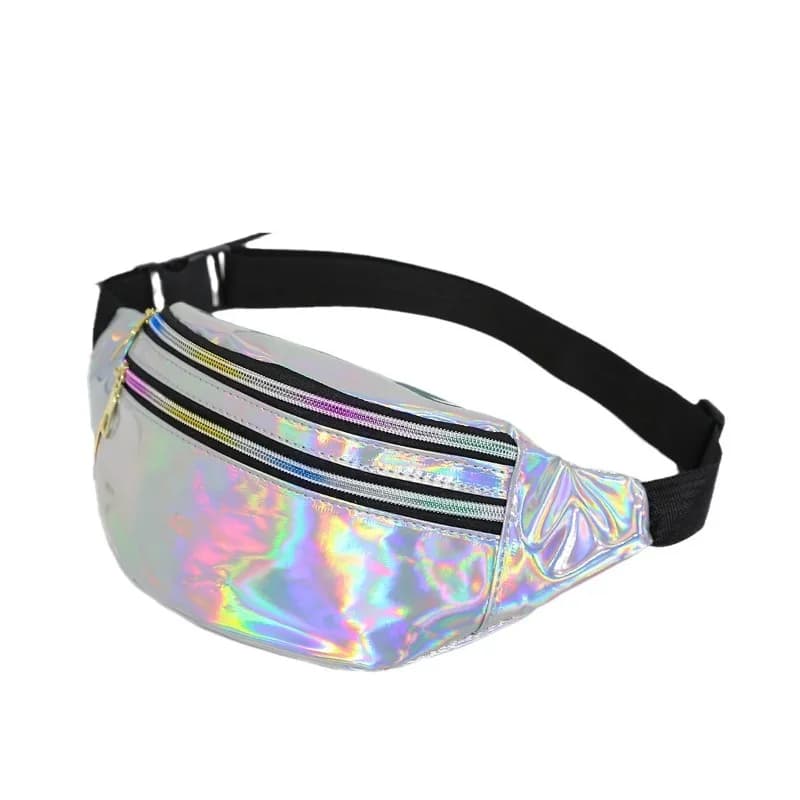 Laser Shoulder Bag with Chest Belt, Outdoor Running Waist Bag, Fashionable Women's Shoulder Bag with Glitter for Holidays and Travel