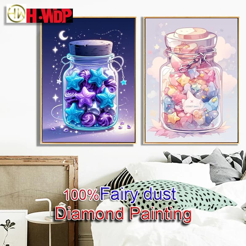 100% Fairy Dust Diamond Painting Kit Candy Jar Picture Square Diamond Embroidery Sky Stitch AB Diamond Art Full Crystal Decor