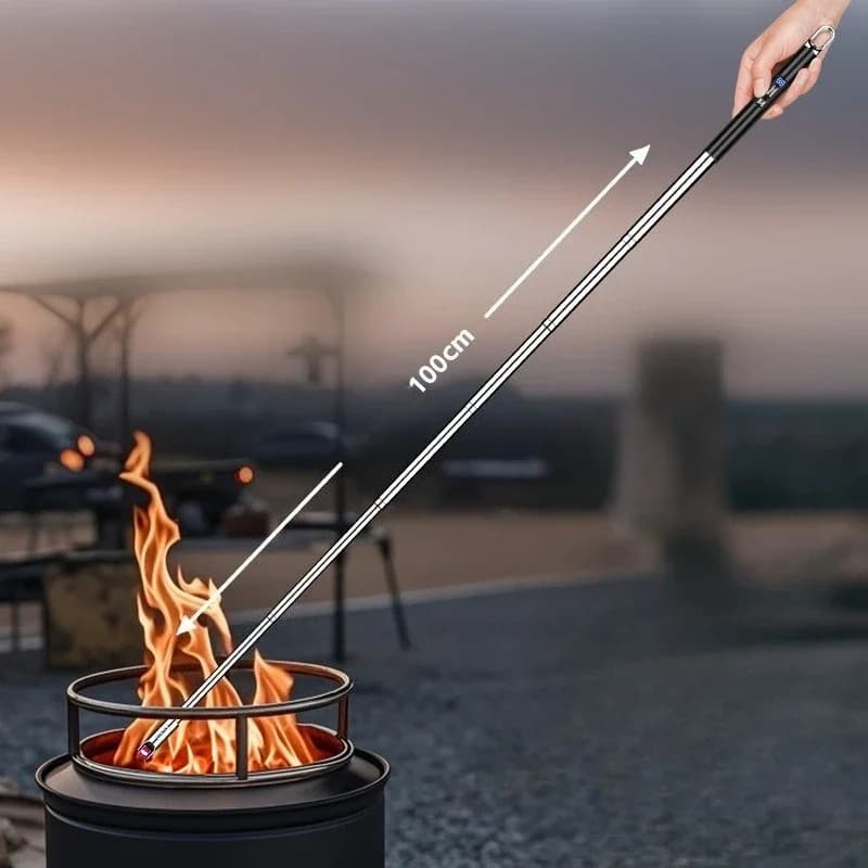 Accendino USB Telescopico Ultra-Lungo 100CM, Accenditore Ricaricabile Sicuro ed Ecologico per BBQ, Cucina, Caminetto, Antivento