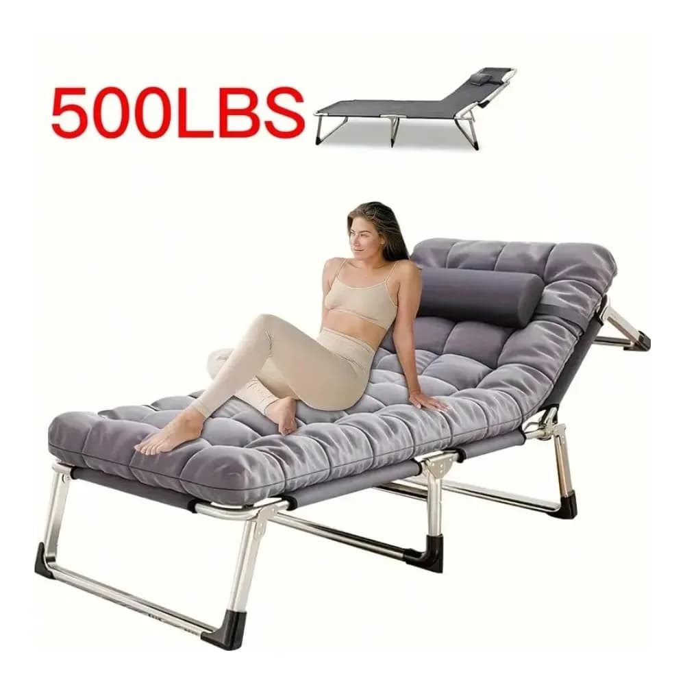 Folding Bed With Cushion Lightweight And Portable Single Size, With Sturdy Metal Frame, Ergonomic, Suitable For Outdoor Sports,